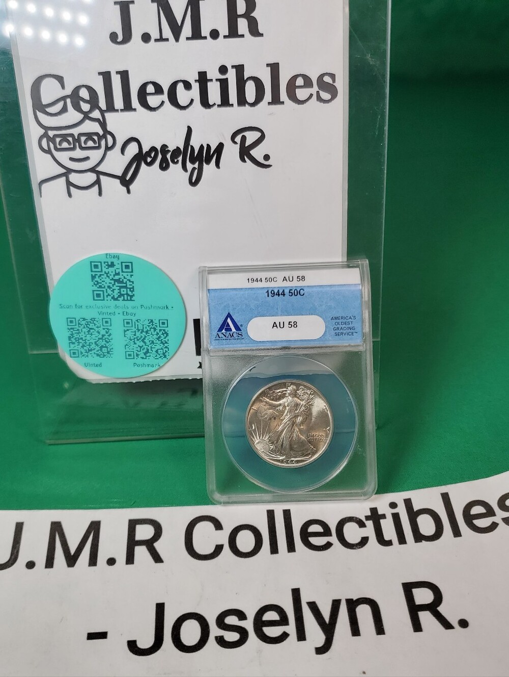 1944 Walking Liberty Half Dollar ANACS Blue Label AU 58